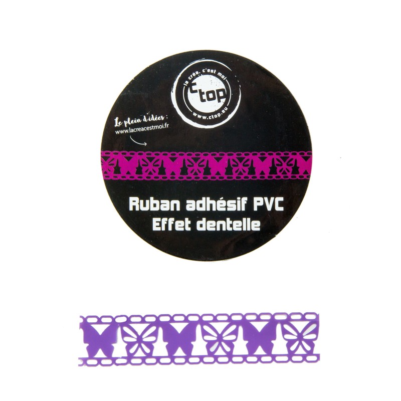 Taśma klejąca PCV z efektem koronki, fioletowa, 1,5cm x 1m