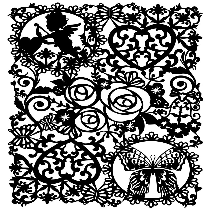 Szablon Siluet do ozdabiania tkanin, Amor, rozm. 25x25 cm