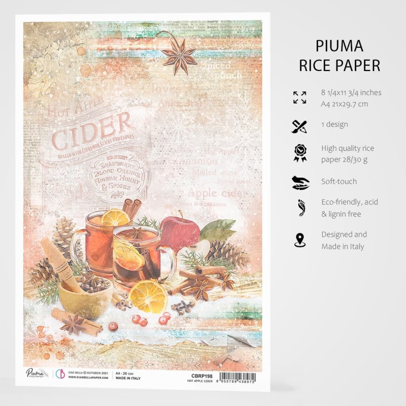 Papier ryżowy Piuma, rozm. A4, Hot Apple Cider