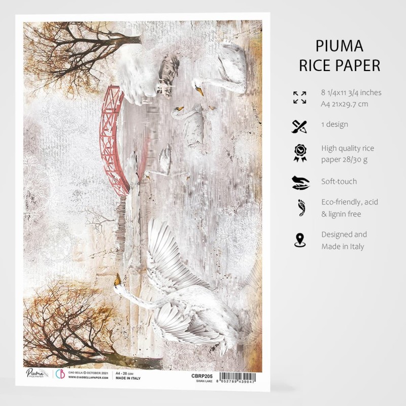 Papier ryżowy Piuma, rozm. A4, Swan Lake