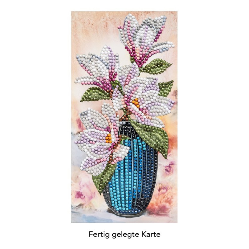 Diamond painting, kartka z magnoliami, rozm. 10,5x21cm