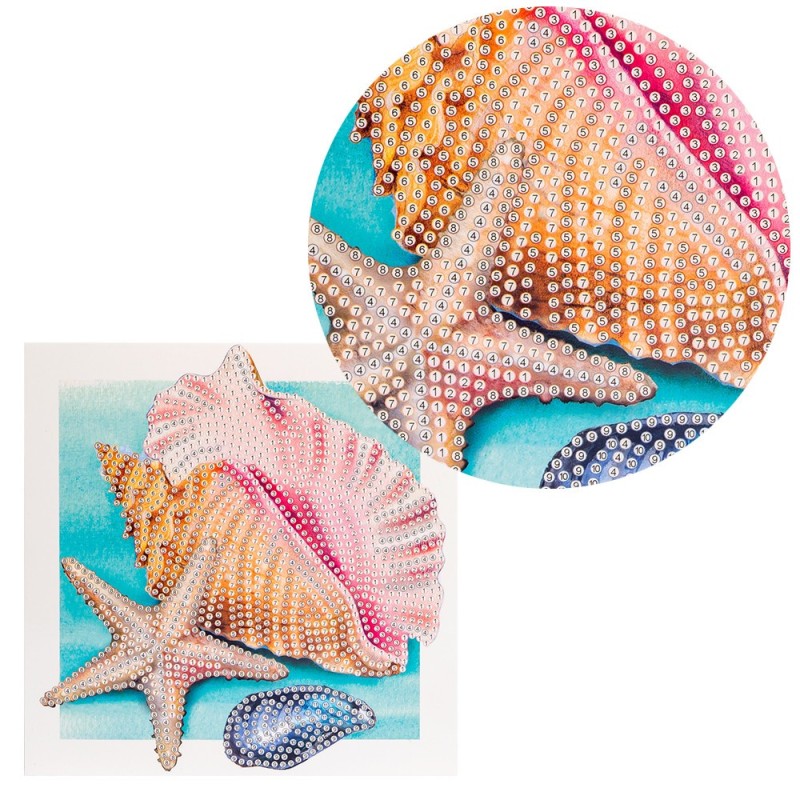 Diamond painting, kartka muszelki, rozm. 16x16cm