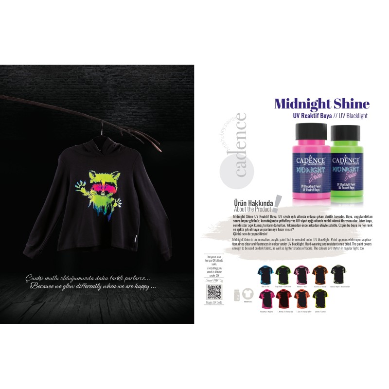 Cadence Midnight Shine – farba akrylowa UV fluorescencyjna do tkanin