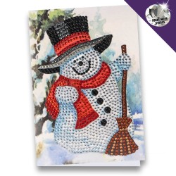 Diamond painting kartka z bałwanem, rozm. 11,5x16,5 cm, cyrkonie