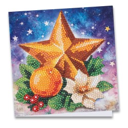 Diamond painting - kartka z gwiazdą, rozm 16x16 cm, narzędzia