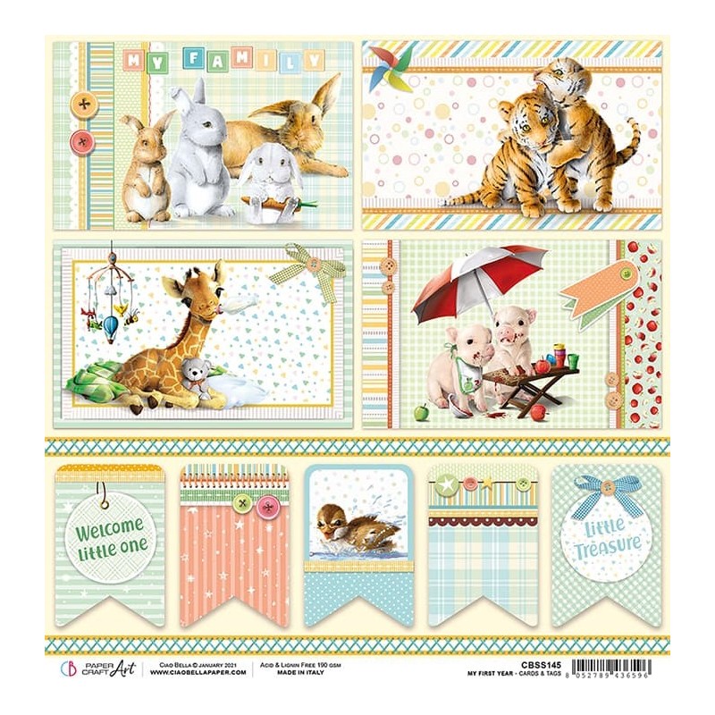 My First Year Cards&Tags arkusz papieru 30,5 x 30,5 cm