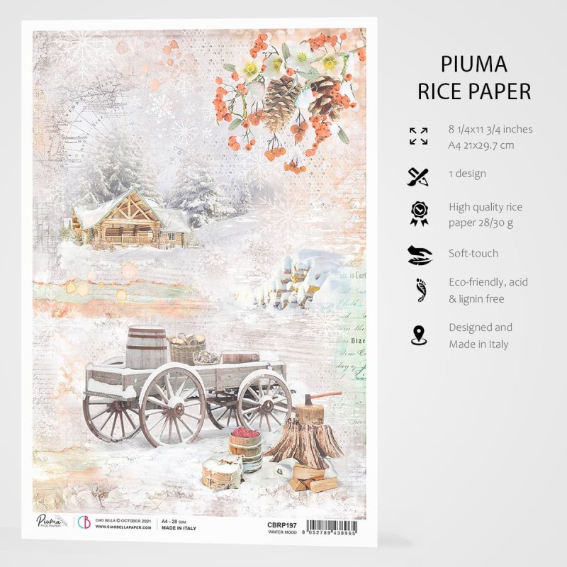 Papier ryżowy Piuma, rozm. A4, Winter Mood